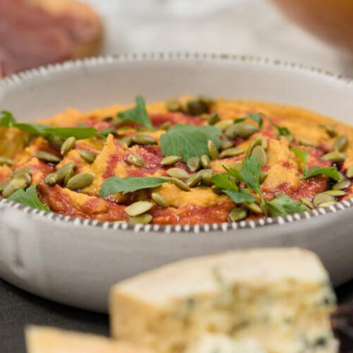 Savory Pumpkin Dip with Cranberry Reduction