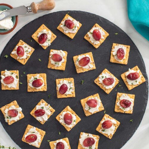 Balsamic Roasted Grapes and Goat Cheese Canapés