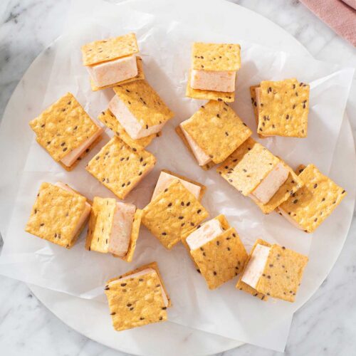 Mini Papaya White Chocolate Ice Cream Sandwiches