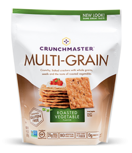 Crunchmaster Multi-Seed crackers in Roasted Vegetable flavor.
