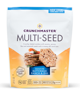Crunchmaster Multi-Seed crackers in Signature Buttermilk Ranch and Dill flavor.