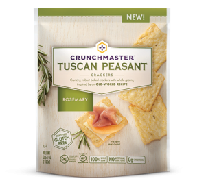 Crunchmaster Tuscan Peasant Crackers in Rosemary flavor.