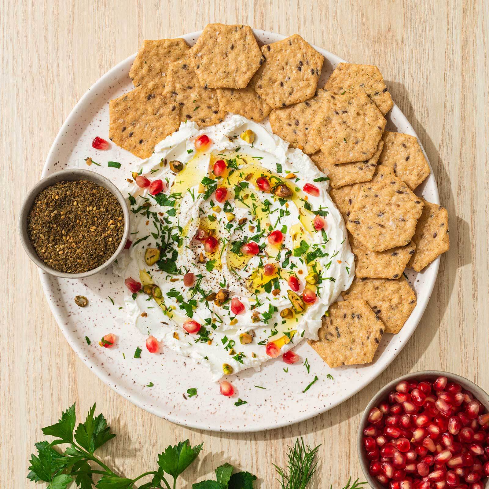 Herbed Pistachio Labneh with Pomegranate