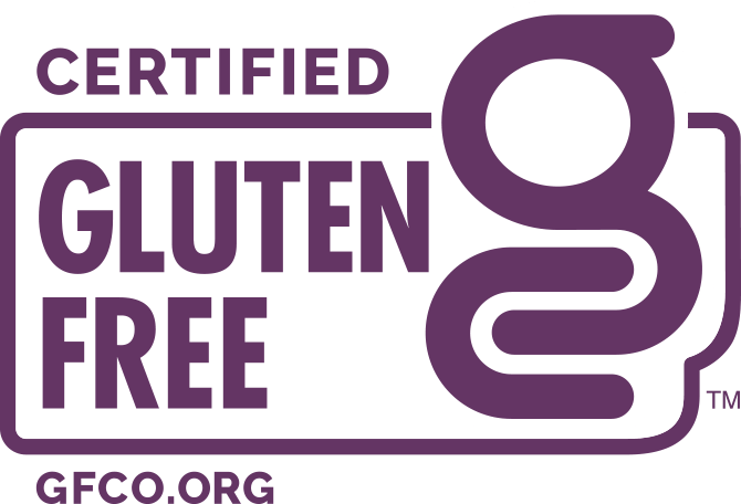 Purple Certified Gluten-Free logo.