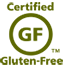 Small green Certified Gluten-Free logo.