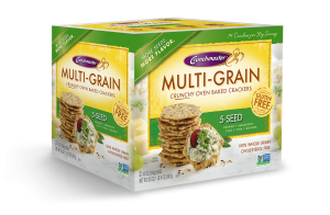 Crunchmaster Multi-Grain Crackers 5-seed in box.